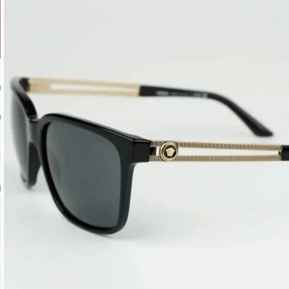 NEW Versace Black Grey Square Unisex Sunglasses